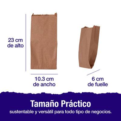 Bolsa Papel Kraft No. 2 | 23 cm x 10.3 cm x 6 cm