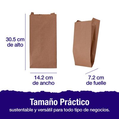 Bolsa Papel Kraft No.5 | 14.2 cm x 7.2 cm x 30.5 cm