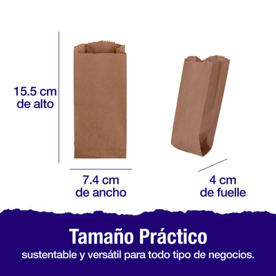 Bolsa Papel Kraft No.1/2 | 7.4 cm x 4 cm x 15.5 cm