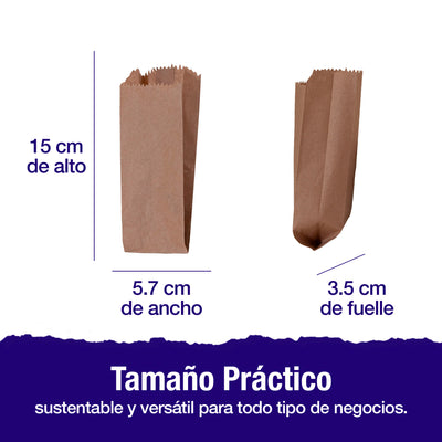 Bolsa Papel Kraft No.1/4 | 5.7 cm x 3.5 cm x 15 cm