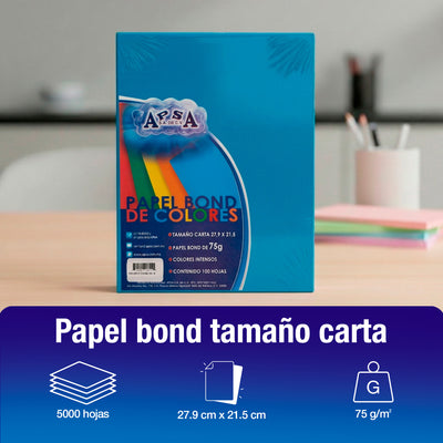 Hojas de Papel Bond Azul Marino | 75 g Tamaño Carta