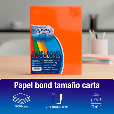 Hojas de Papel Bond Colores Surtidos | 75 g Tamaño Carta