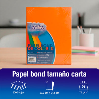 Hojas de Papel Bond Naranja | 75 g Tamaño Carta