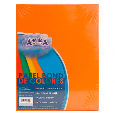 Hojas de Papel Bond Naranja | 75 g Tamaño Carta