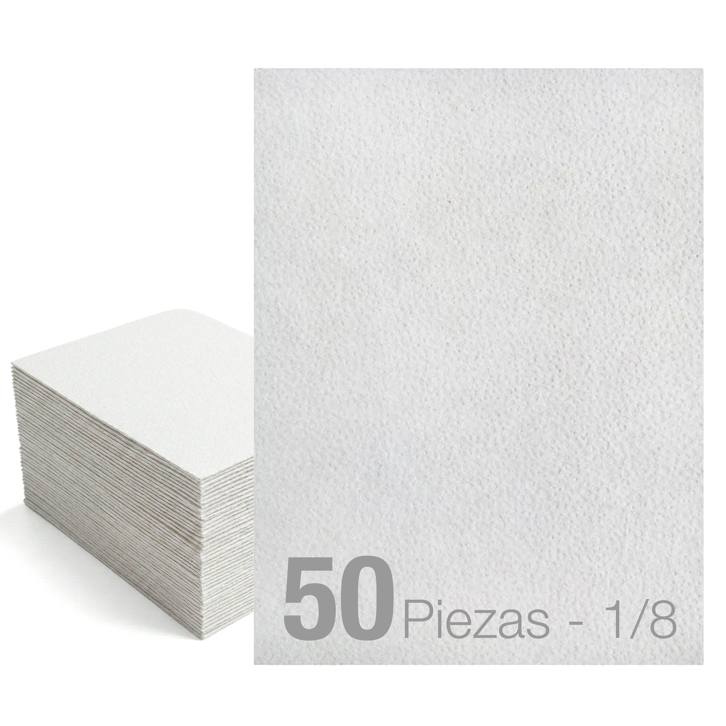 Papel Cascarón Blanco Tamaño 1/8 | 50 Piezas