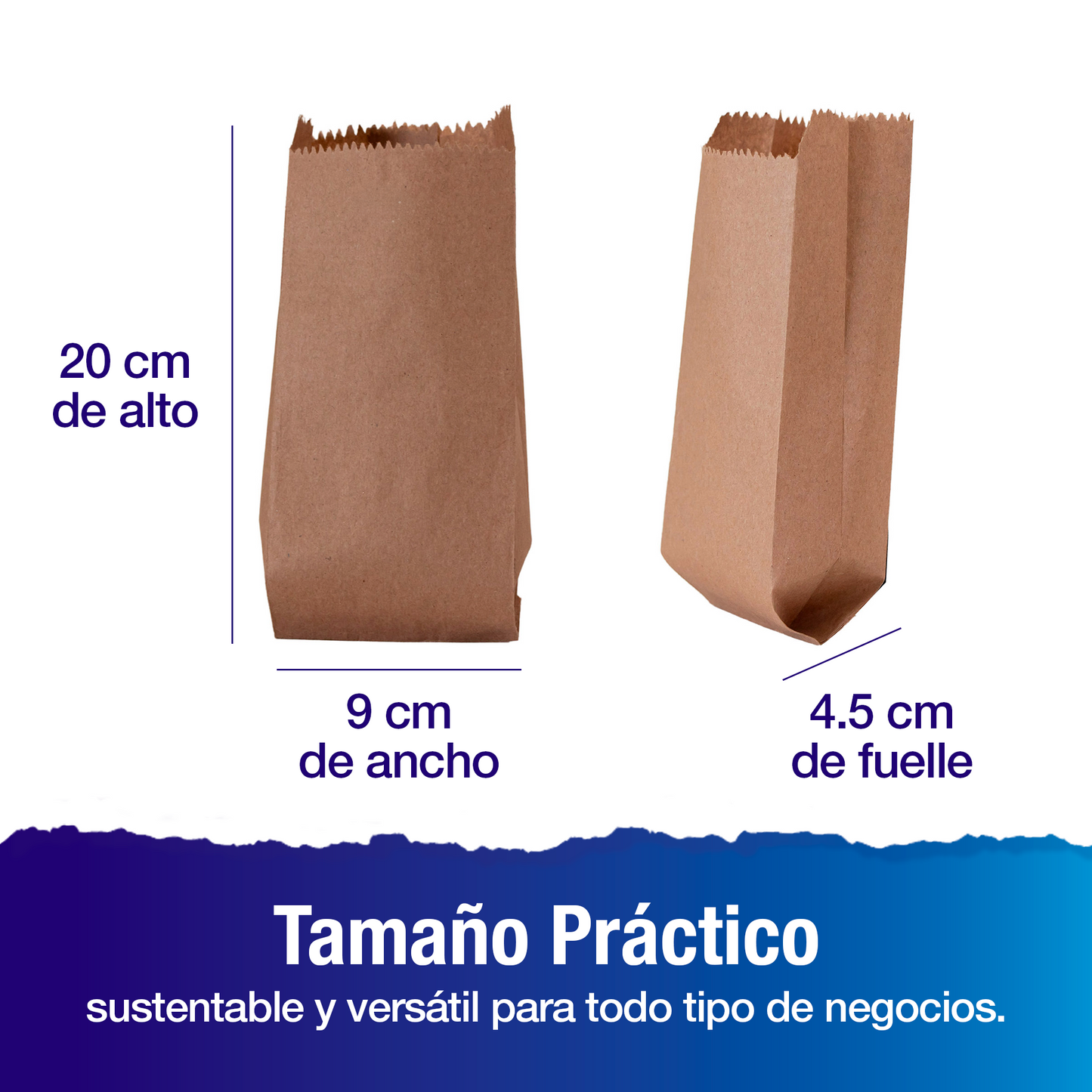 Bolsa Papel Kraft No.1 | 9 cm x 4.5 cm x 20 cm