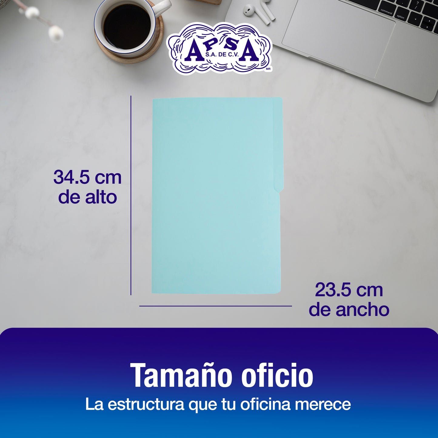 Folder Color Azul Pastel | Tamaño Oficio