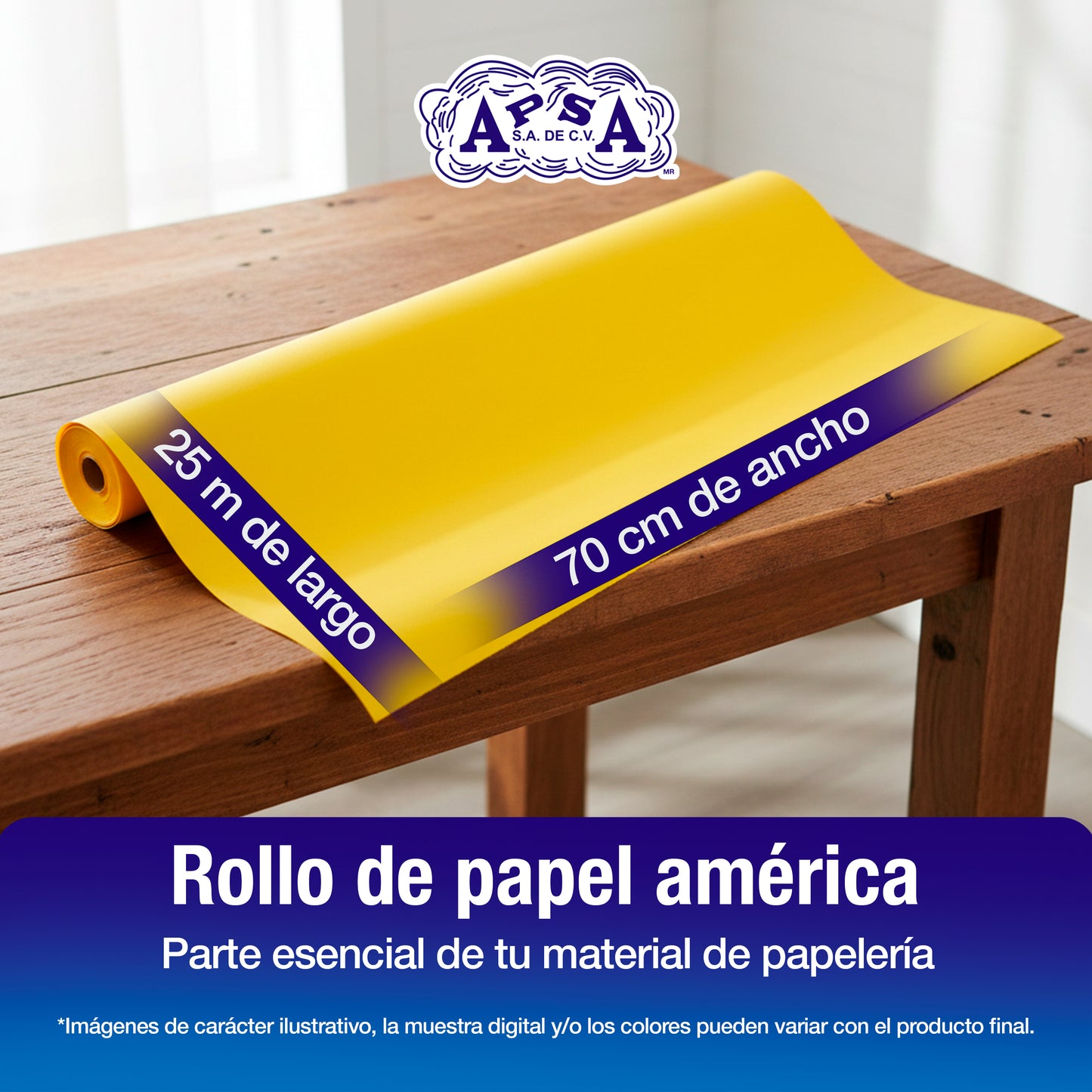 Papel América Amarillo | Rollo 70 cm X 25 m