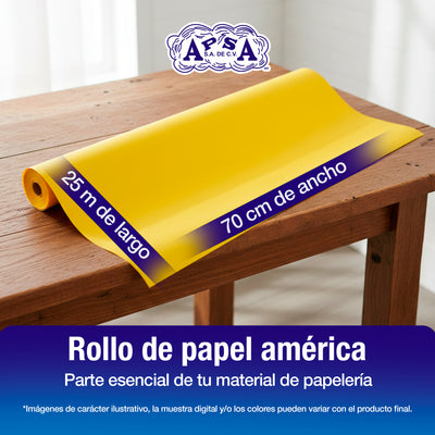 Papel América Amarillo | Rollo 70 cm X 25 m