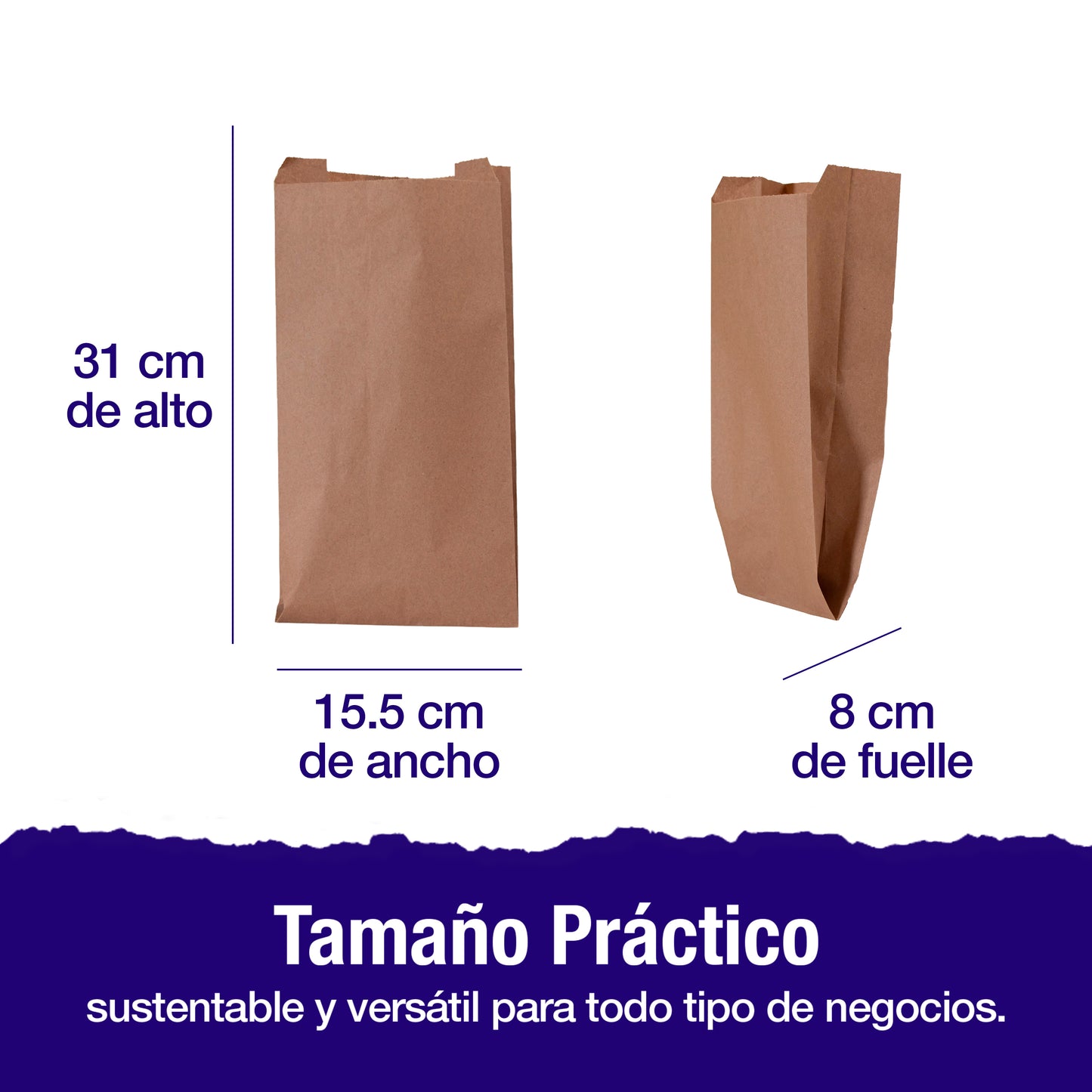 Bolsa Papel Kraft No. 6 | 31 cm x 15.5 cm x 8 cm