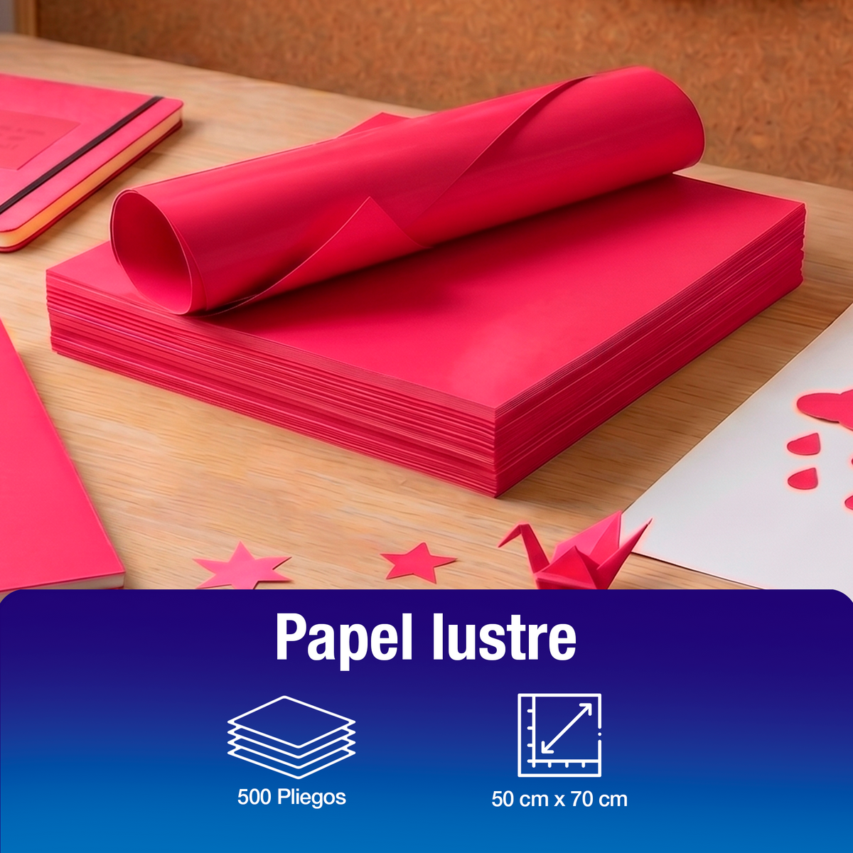 Papel Lustre Rosa Mexicano 50x70 cm | Caja 500 hojas