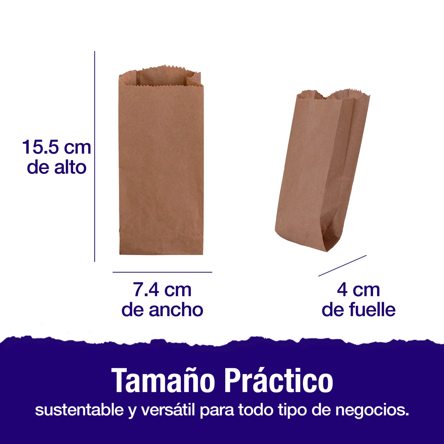 Bolsa Papel Kraft No.1/2 | 7.4 cm x 4 cm x 15.5 cm