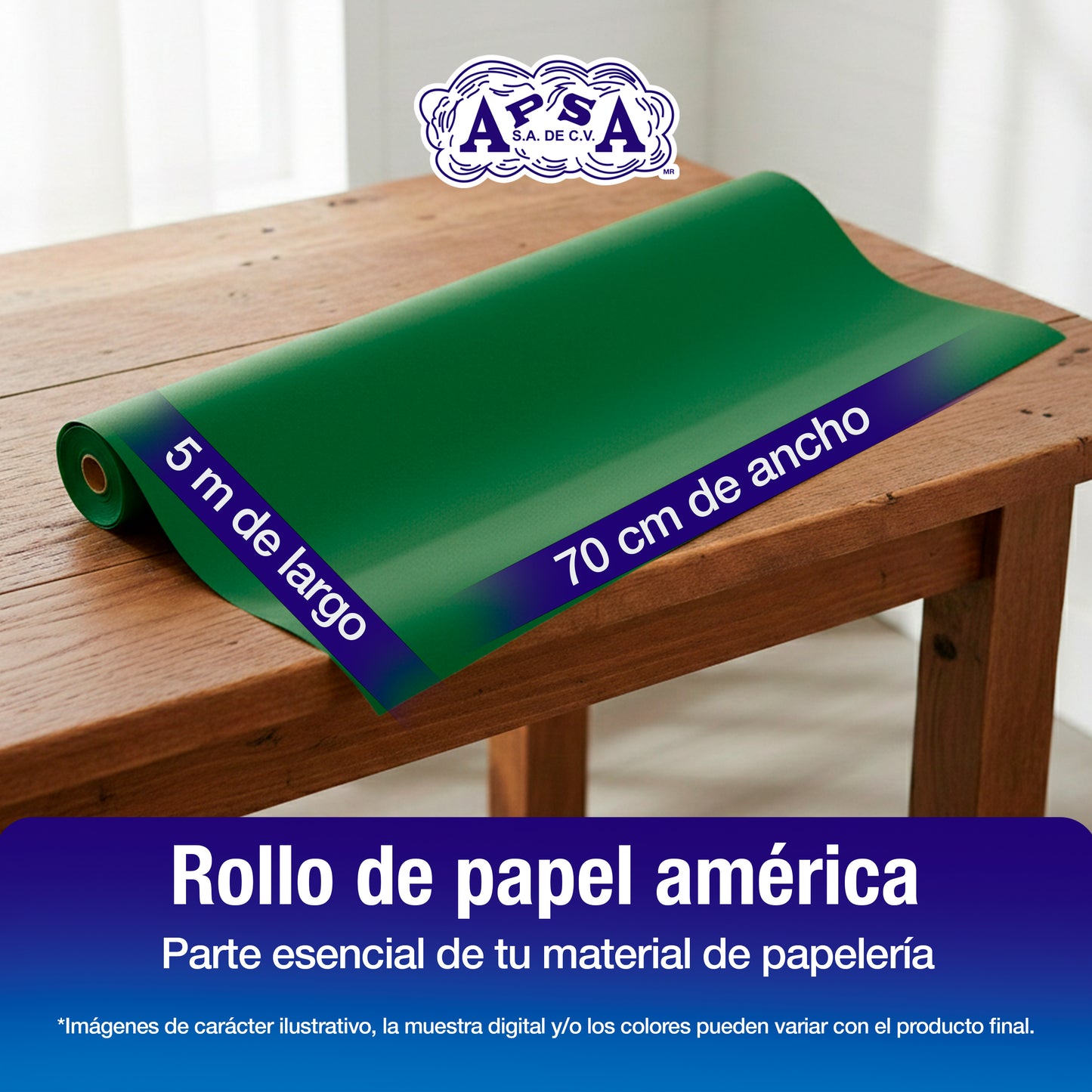 Papel América Verde Bandera | Rollo 70 cm X 5 m