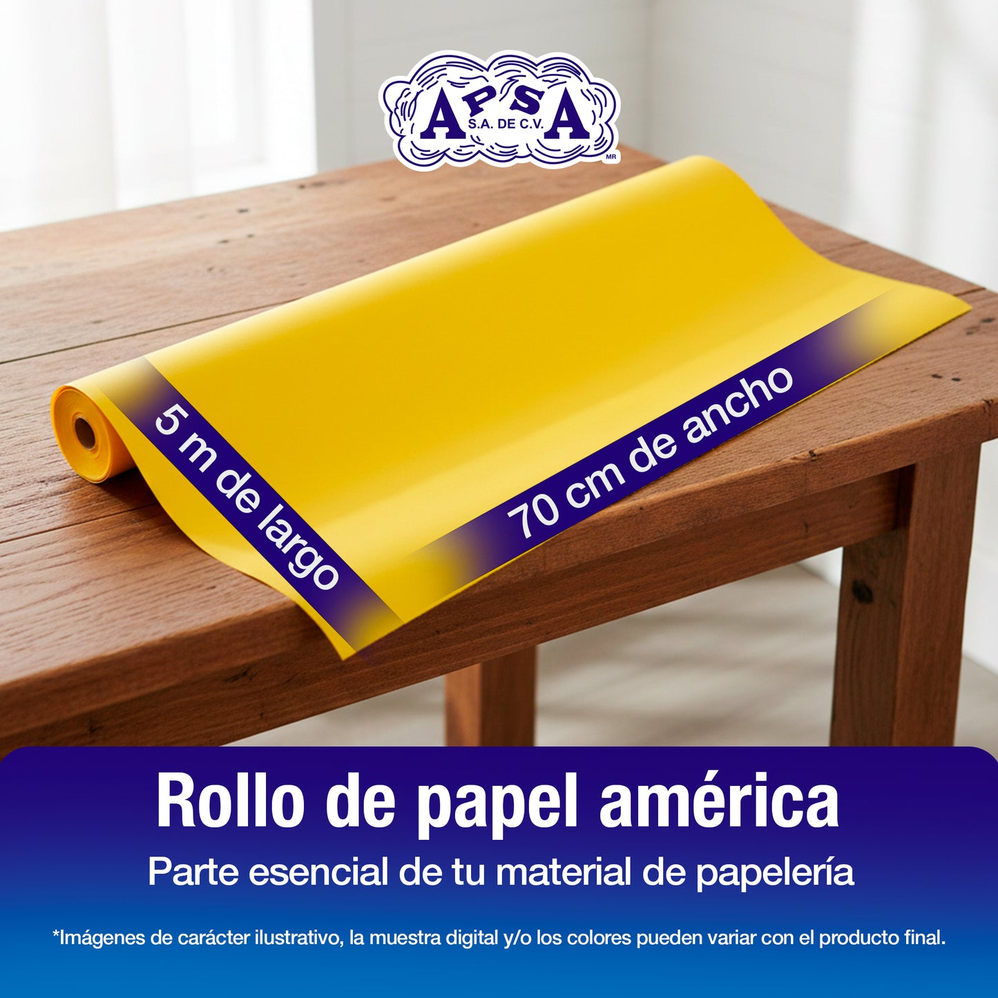 Papel América Amarillo | Rollo 70 cm X 5 m