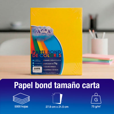Hojas de Papel Bond Amarillo | 75 g Tamaño Carta