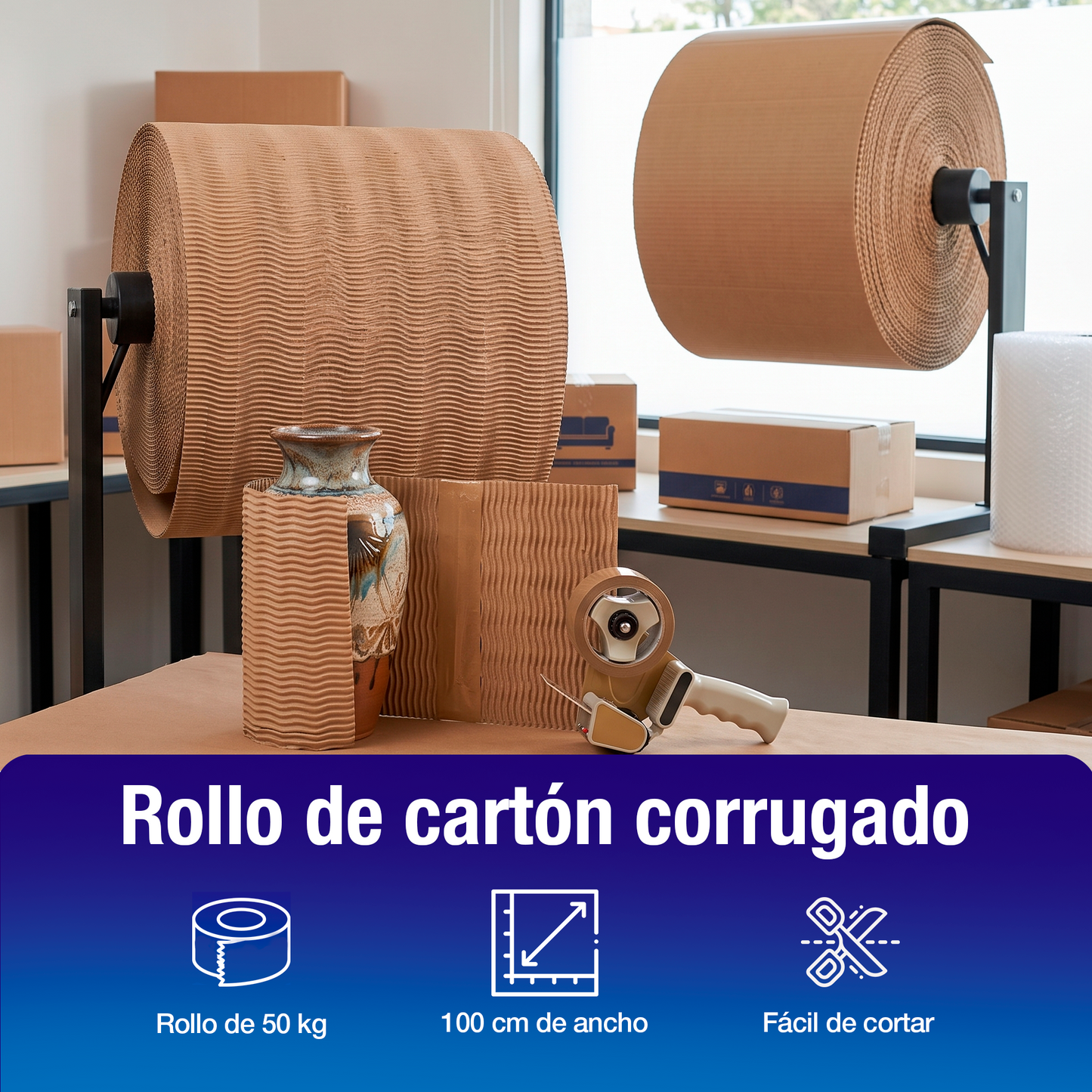 Cartón Corrugado Single Face en Rollo | 160cm - 70 kg