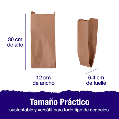 Bolsa Papel Kraft No. 4 | 30 cm x 12 cm x 6.4 cm