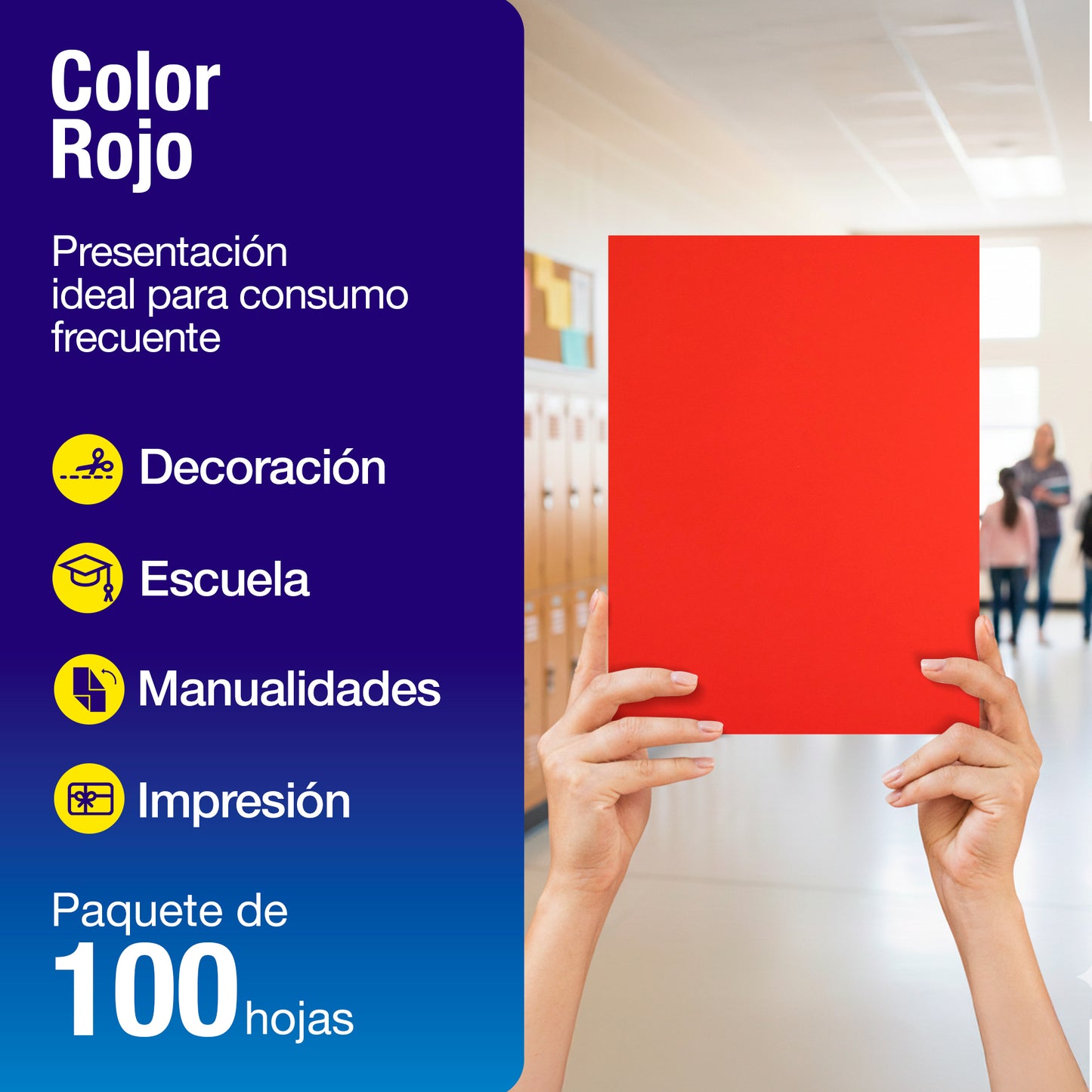 Hojas de Papel Bond Rojo 75 g Tamaño Carta | 100 Hojas