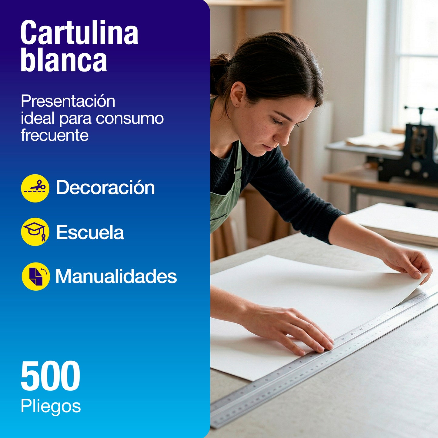 Cartulina Blanca 50 x 65 cm | 500 Piezas