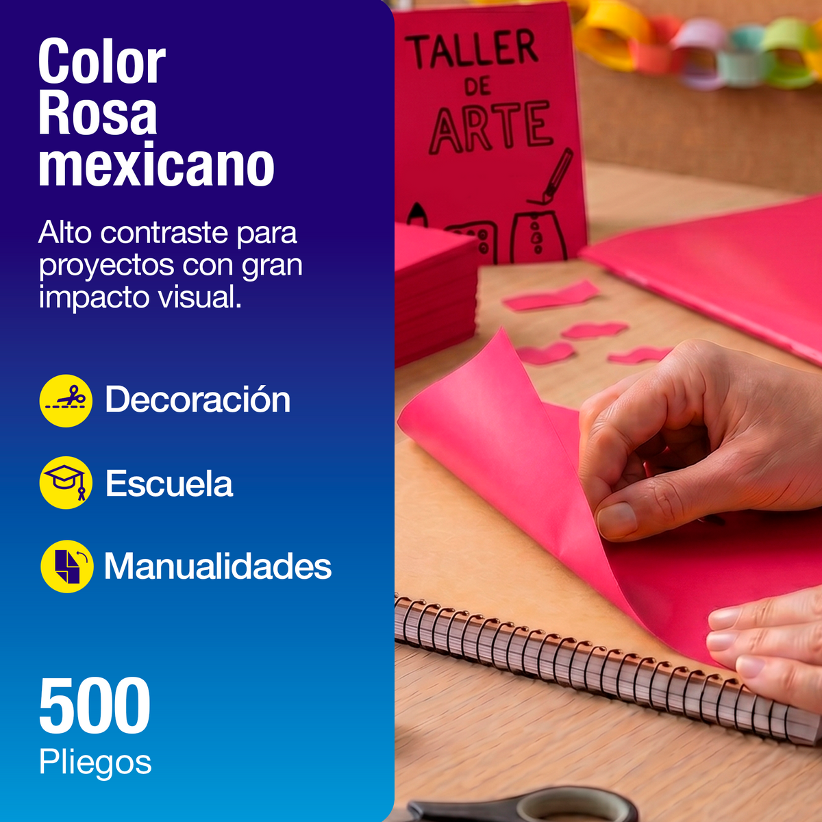 Papel Lustre Rosa Mexicano 50x70 cm | Caja 500 hojas
