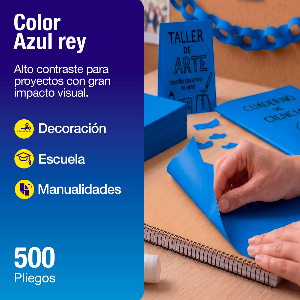 Papel Lustre Azul Rey 50x70 cm | Caja 500 hojas