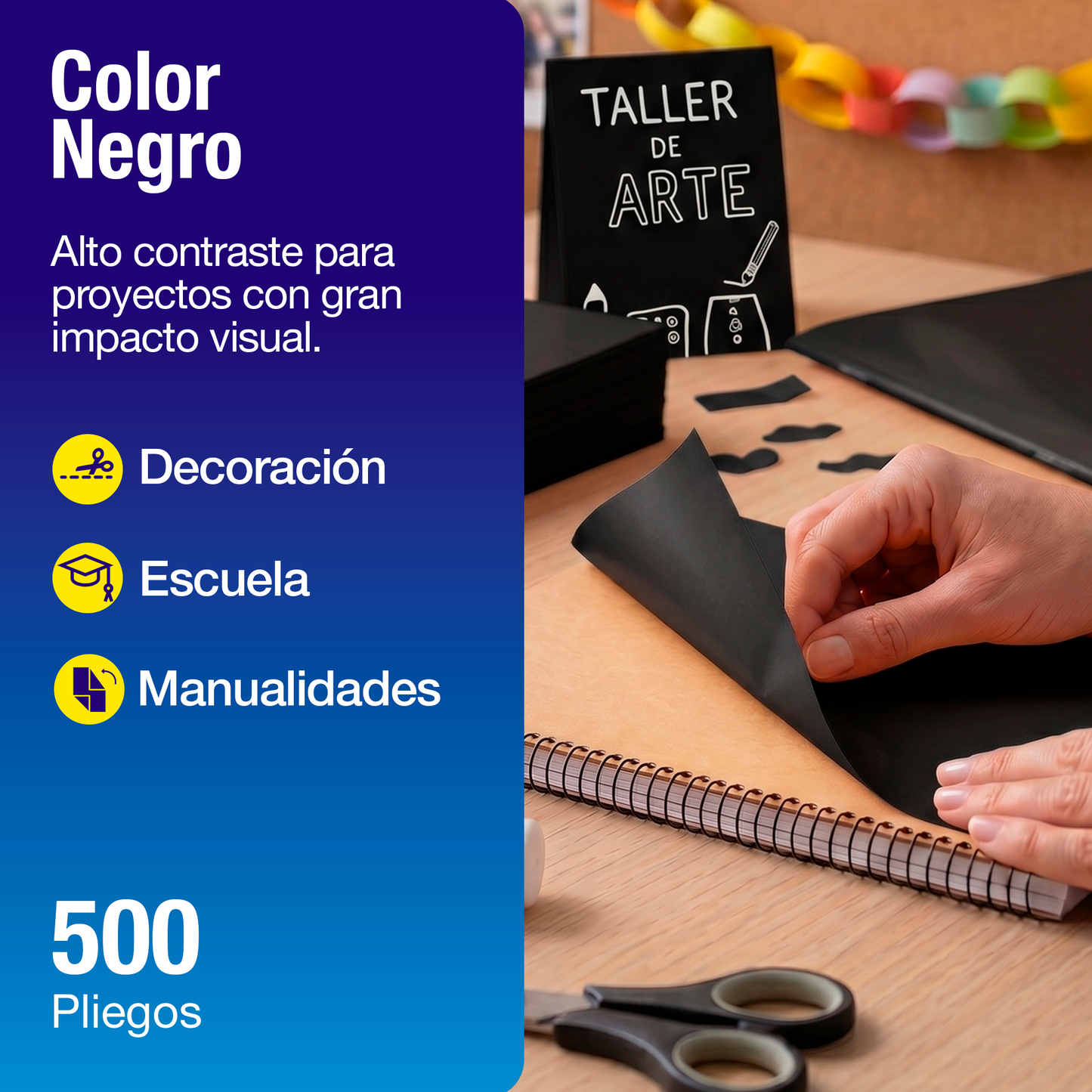 Papel Lustre Negro 50x70 cm | Caja 500 hojas