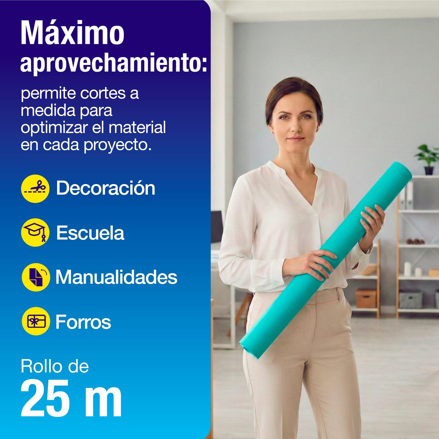 Papel América Turquesa | Rollo 70 cm X 25 m