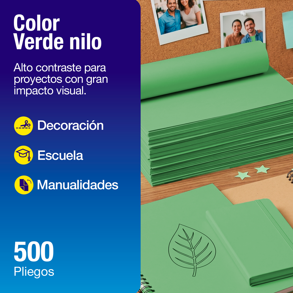 Papel Lustre Verde Nilo 50x70 cm | Caja 500 hojas