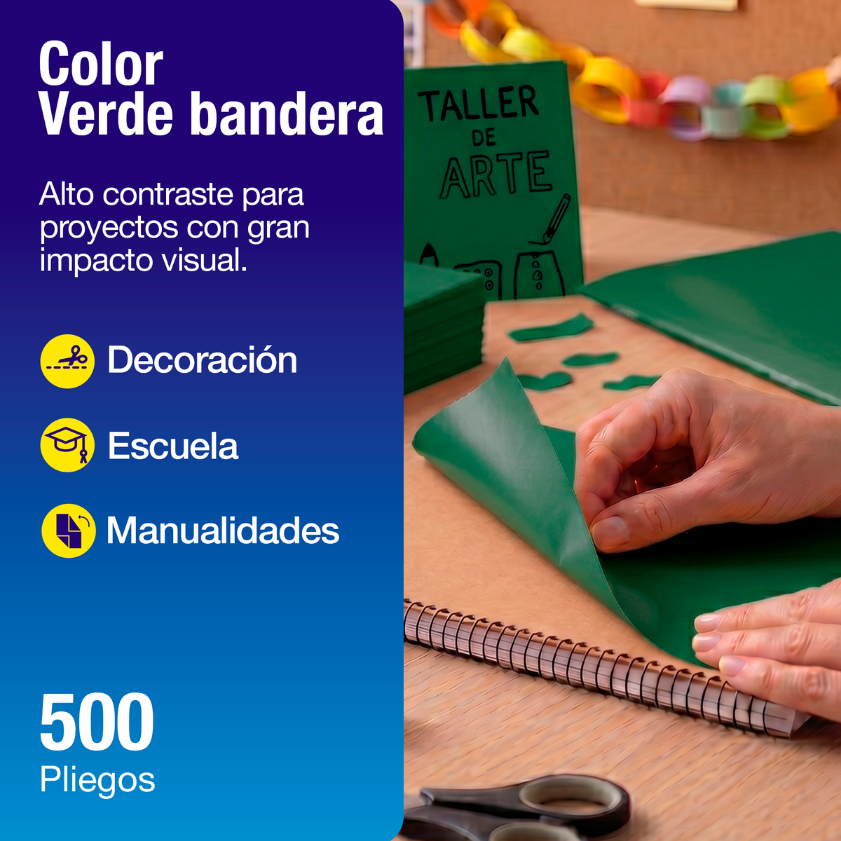 Papel Lustre Verde Bandera 50x70 cm | Caja 500 hojas