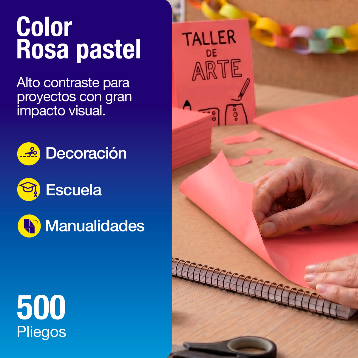 Papel Lustre Rosa Pastel 50x70 cm | Caja 500 hojas