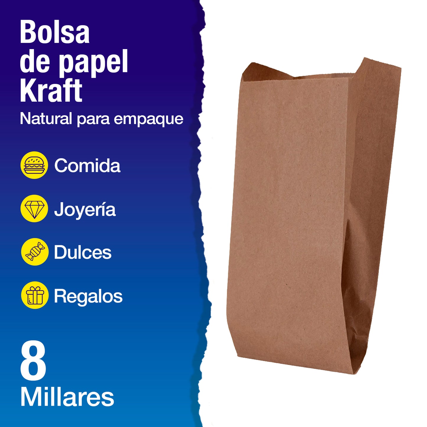 Bolsa Papel Kraft No.1 | 9 cm x 4.5 cm x 20 cm