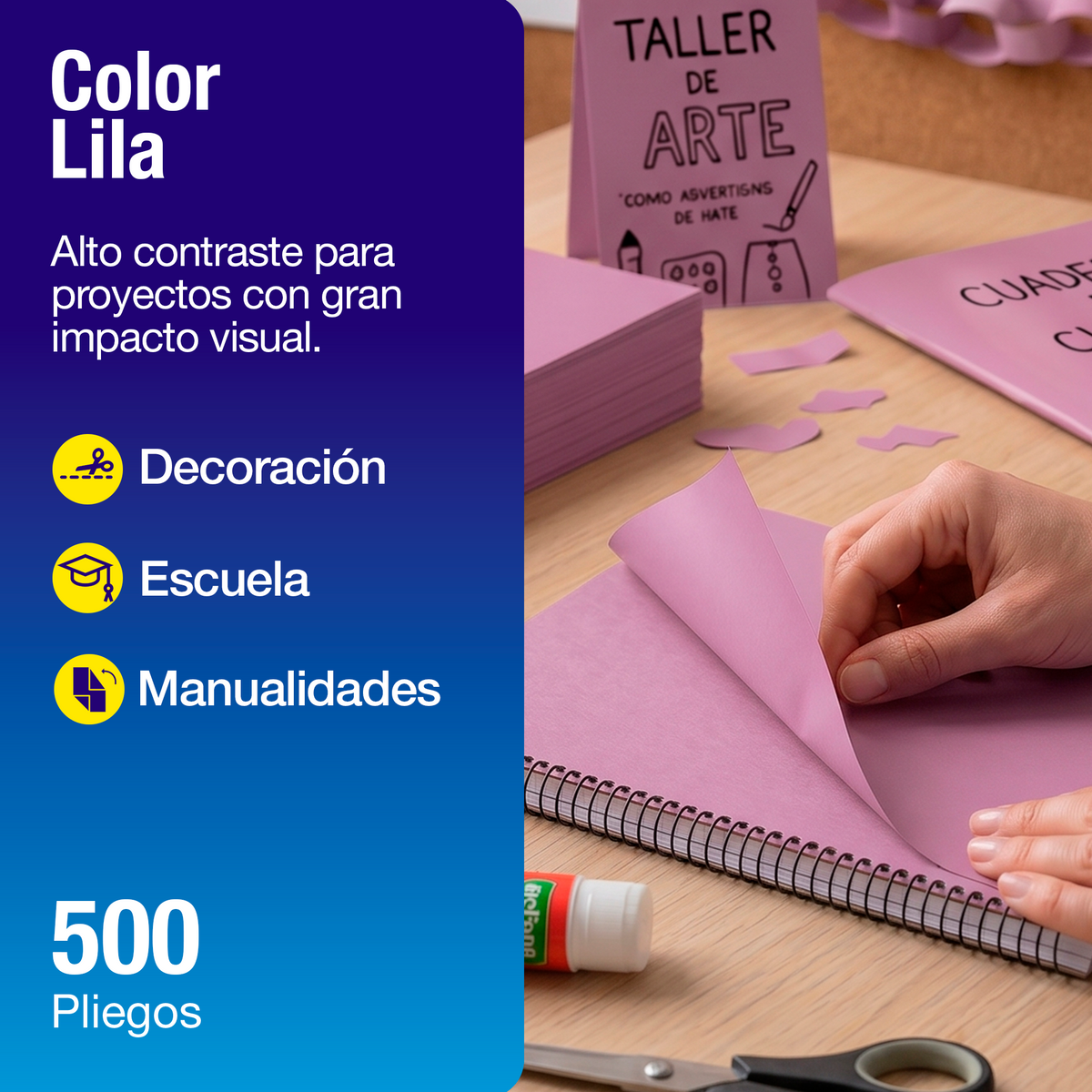 Papel Lustre Lila Pastel 50x70 cm | Caja 500 hojas