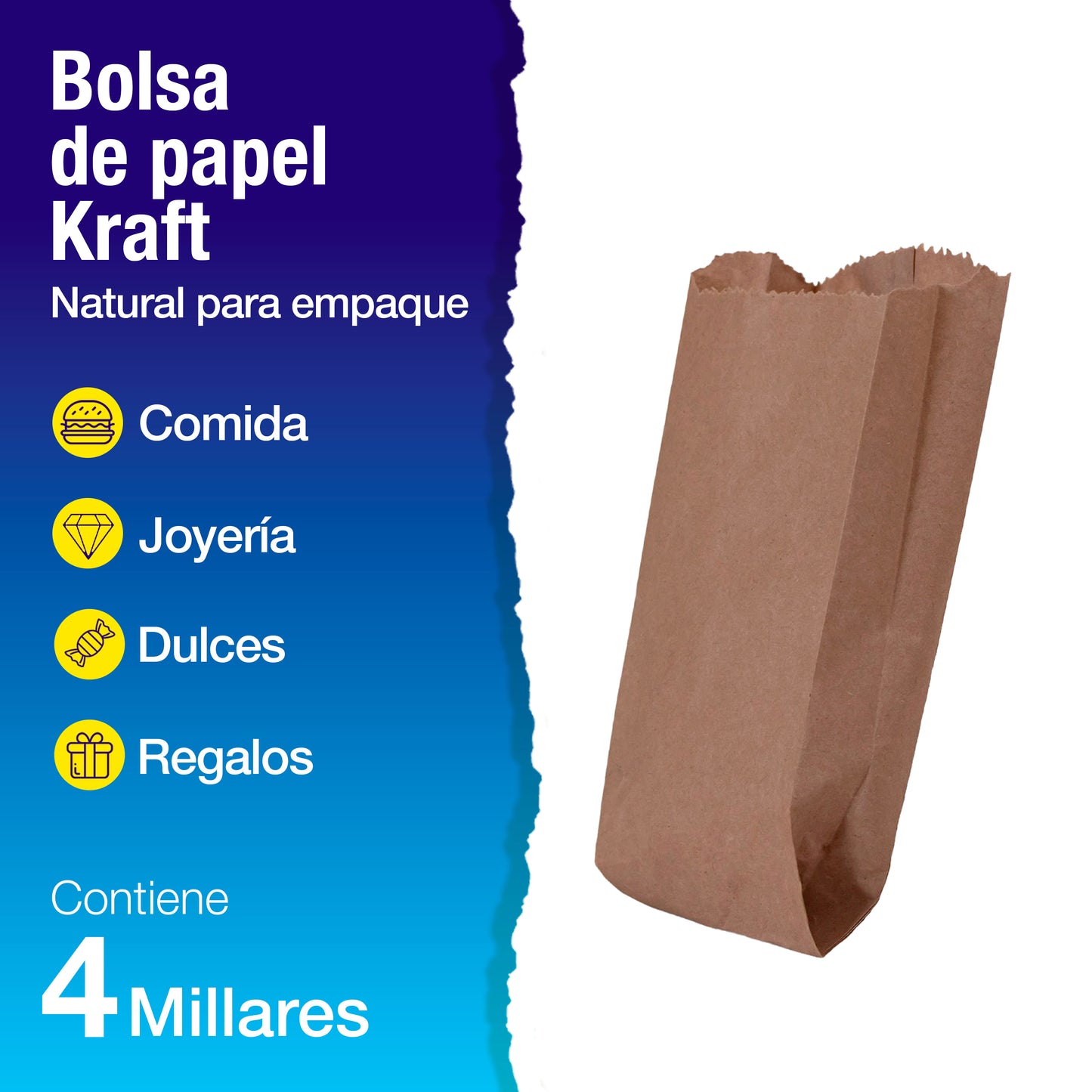 Bolsa Papel Kraft No. 208 | 36.5 cm x 10.2 cm x 6 cm