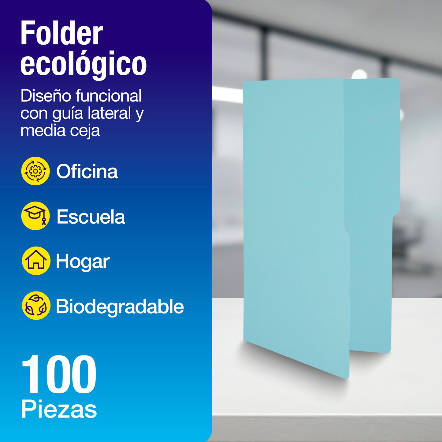Folder Color Azul Pastel | Tamaño Oficio