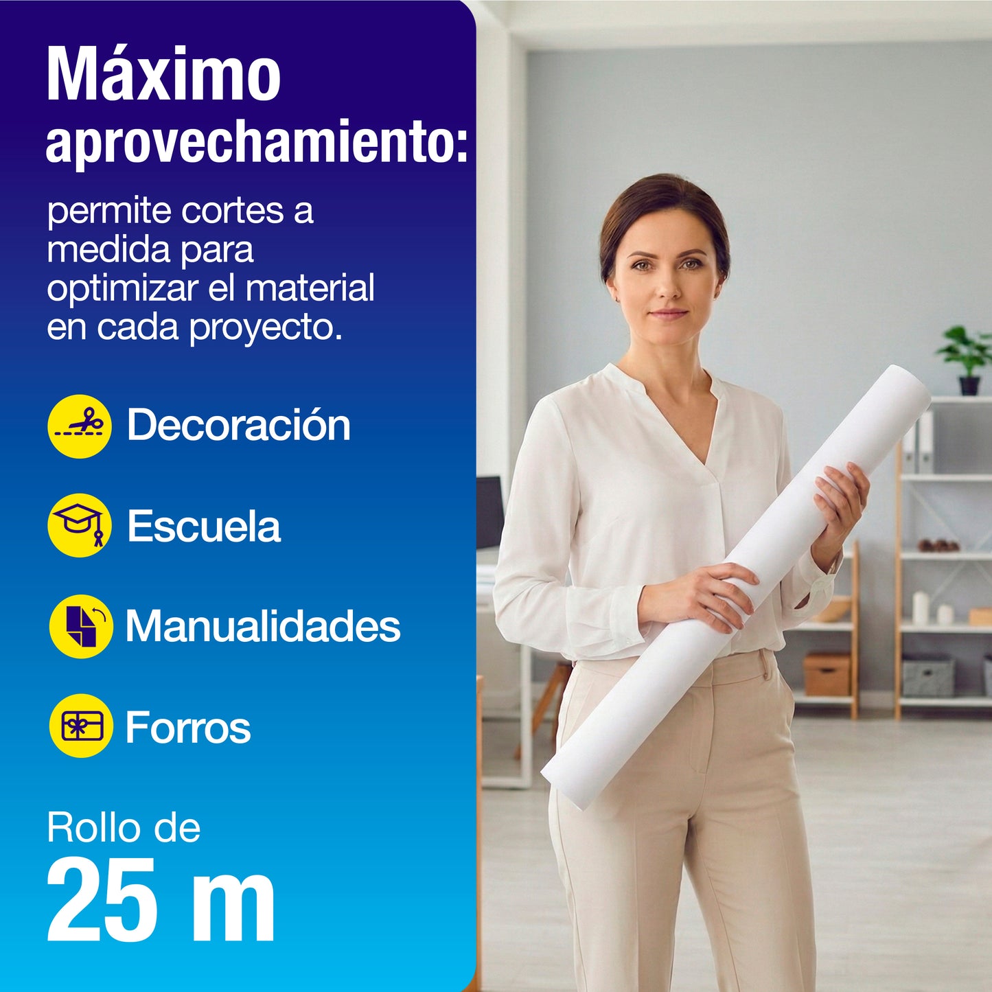 Papel América Blanco | Rollo 70 cm X 25 m