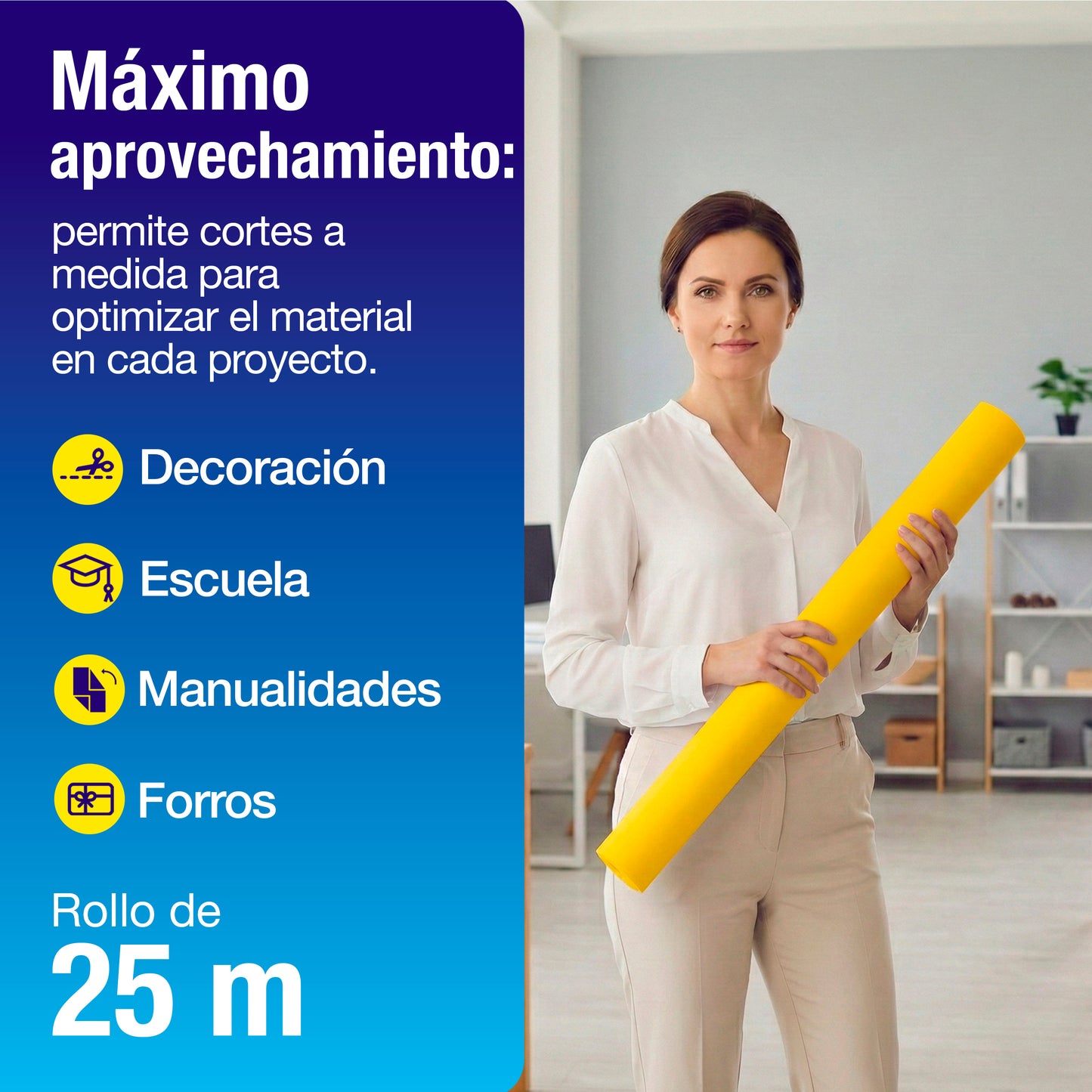 Papel América Amarillo | Rollo 70 cm X 25 m