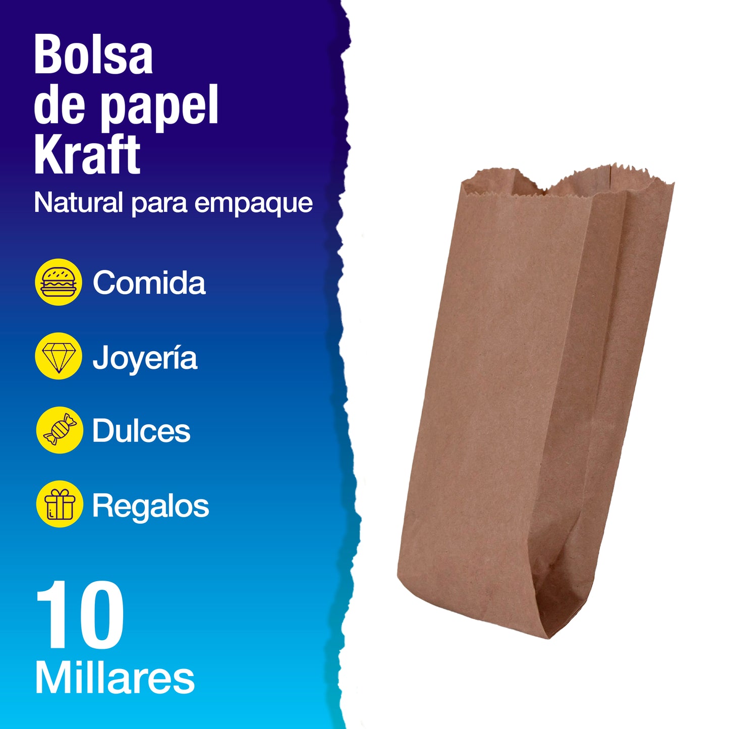 Bolsa Papel Kraft No.1/2 | 7.4 cm x 4 cm x 15.5 cm