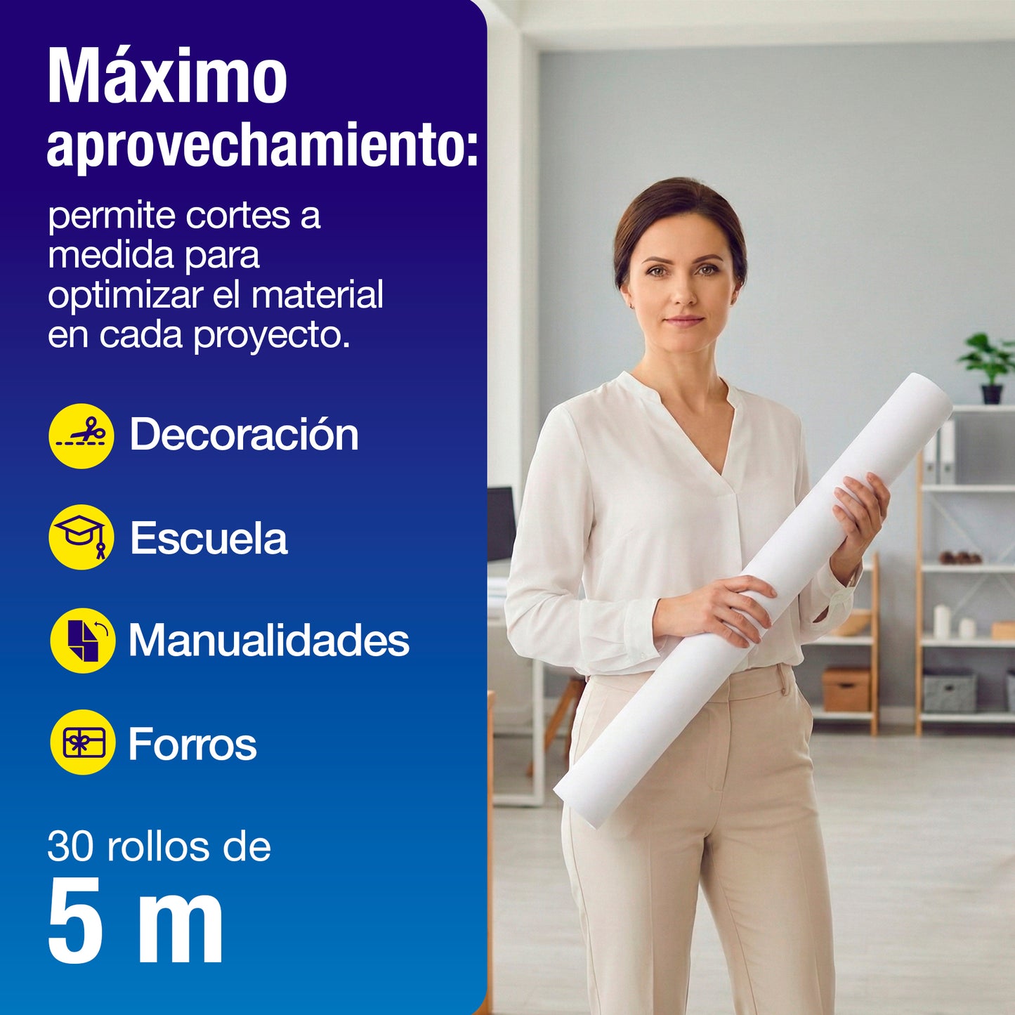 Papel América Blanco | Rollo 70 cm X 5 m