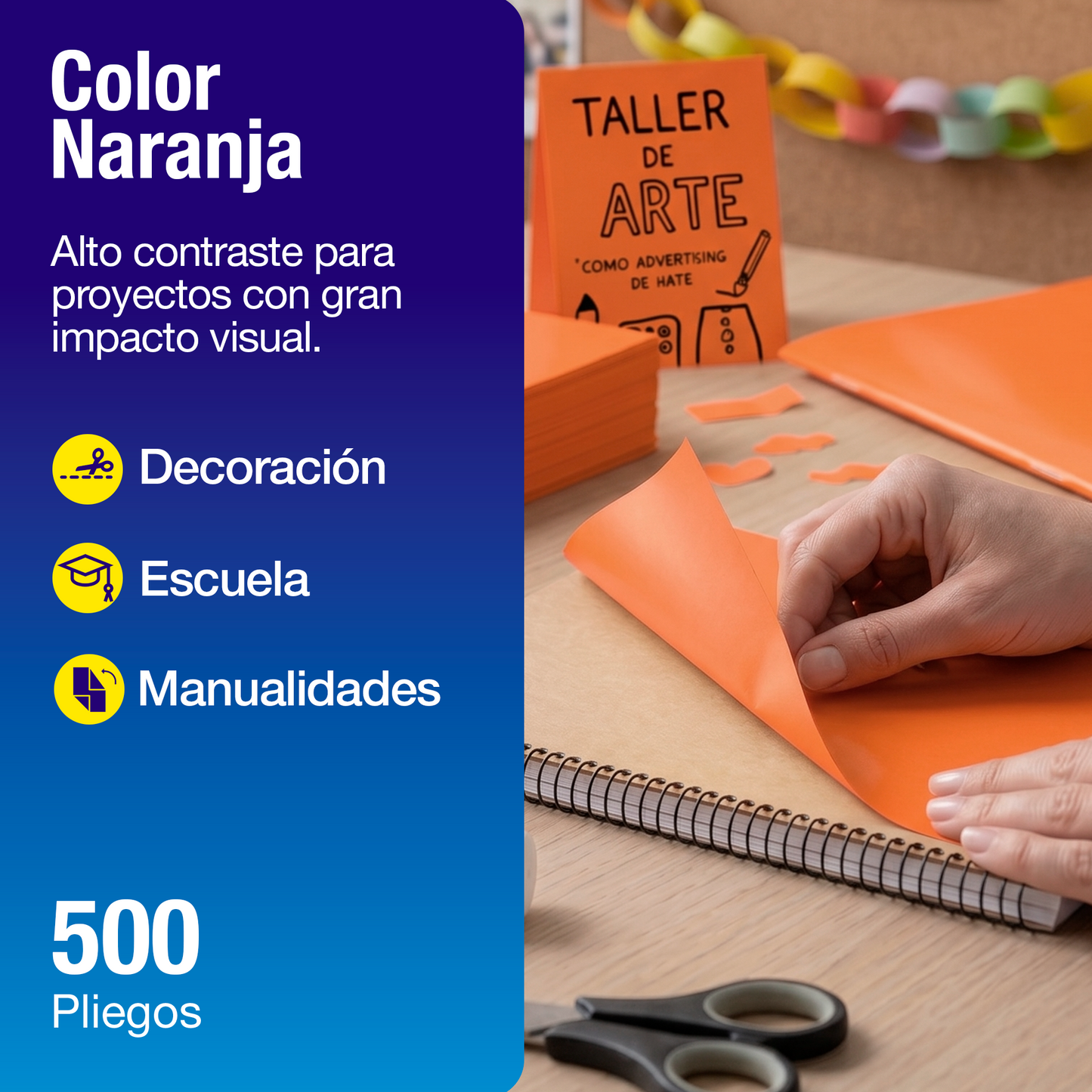 Papel Lustre Naranja 50x70 cm | Caja 500 hojas