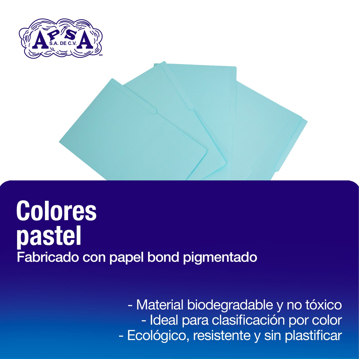 Folder Color Azul Pastel | Tamaño Oficio