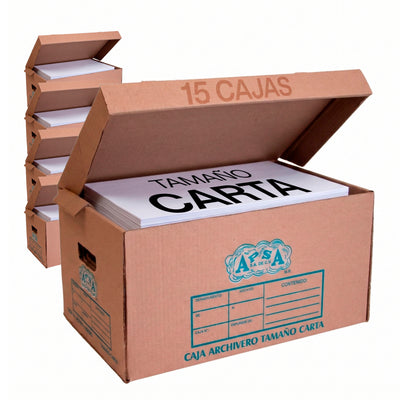 Caja de Archivo Muerto Tamaño Carta | Cartón Kraft | Paquete 15 Piezas
