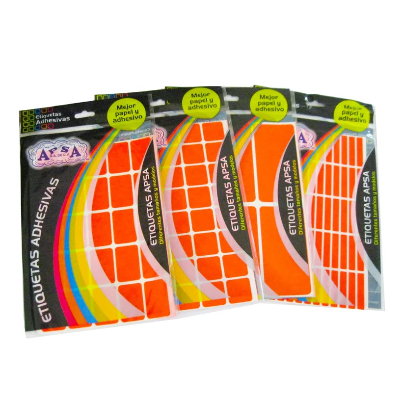 Etiqueta Adhesiva Naranja #23 | 19x40 mm | Caja 70 sobres